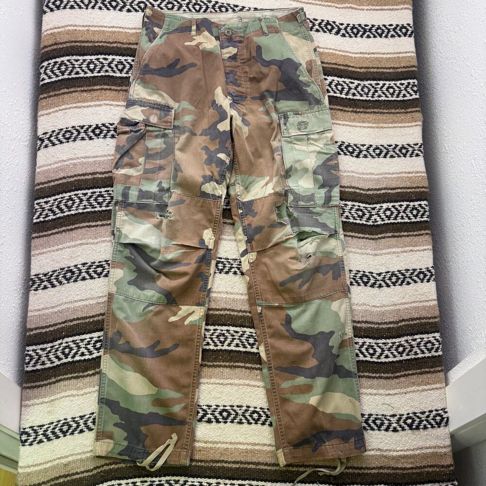 Men's Vintage US Army Faded Woodland Camo Camouflage Cargo Pants Sz 31 x 31 VTG
